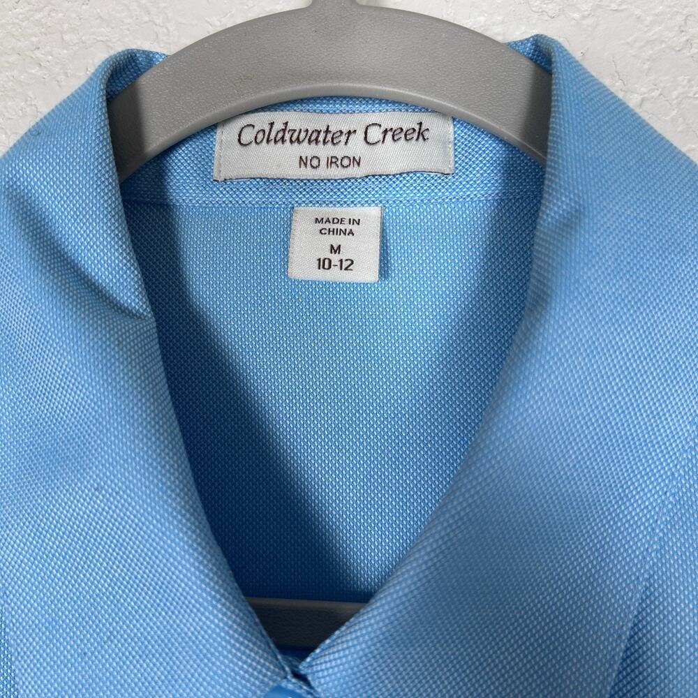 Coldwater Creek Women's Button Up Blouse Powder blue 100% Cotton Sz M